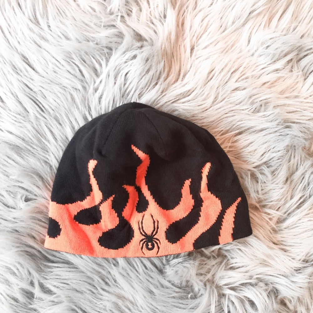 Spyder Boys Winter Hat Black and Orange